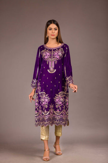 Adan Libas Dolt Resham Velvet Kurti 2021